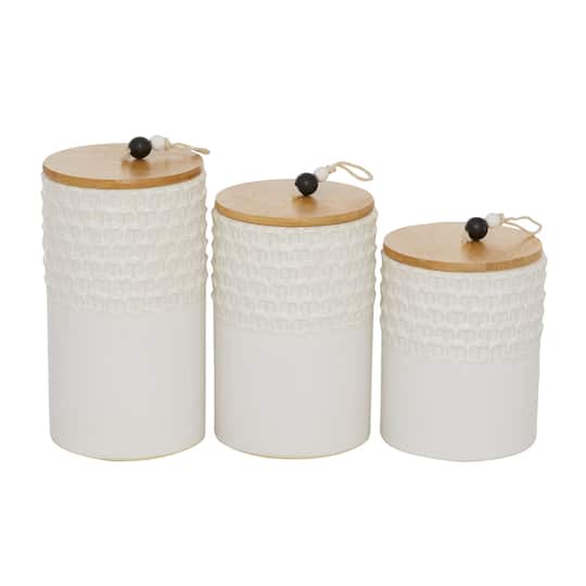 White Ceramic Country Cottage Decorative Jar Set